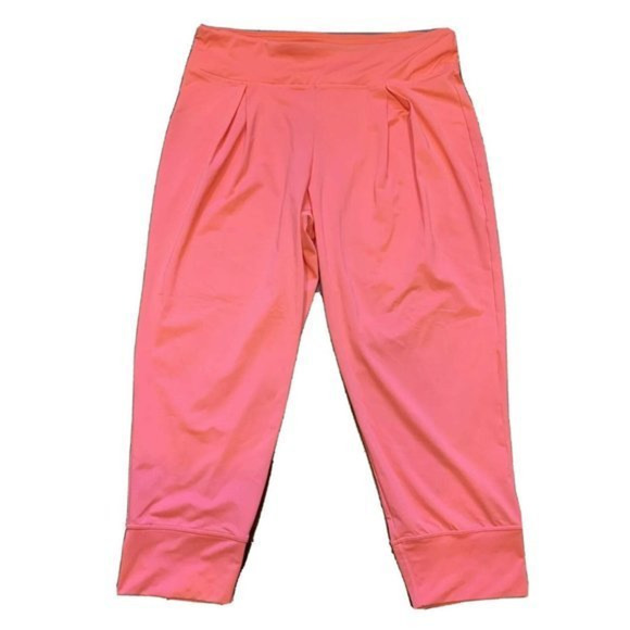 Fabletics Pleated Comfort Women’s Cropped‎ Leggings Coral Pink EUC~ Size Small - Picture 1 of 5